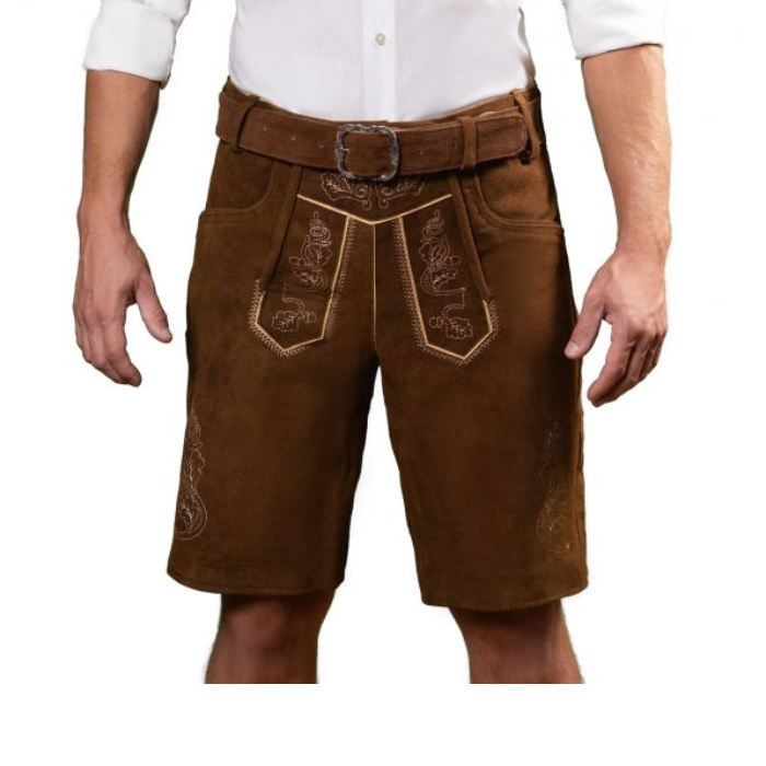 Tyroler Lederhosen Bukser Brixental Kort Brun