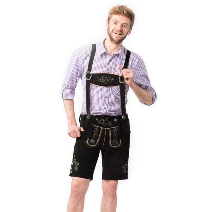 Tyroler Lederhosen Bukser Gustav Kort Sort